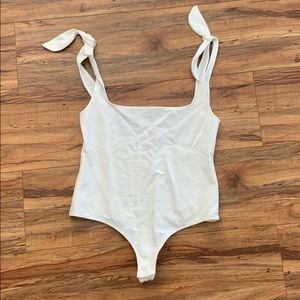 white low back tie strap bodysuit